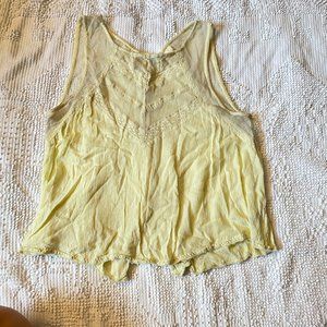 Free People pale yellow flowy tank